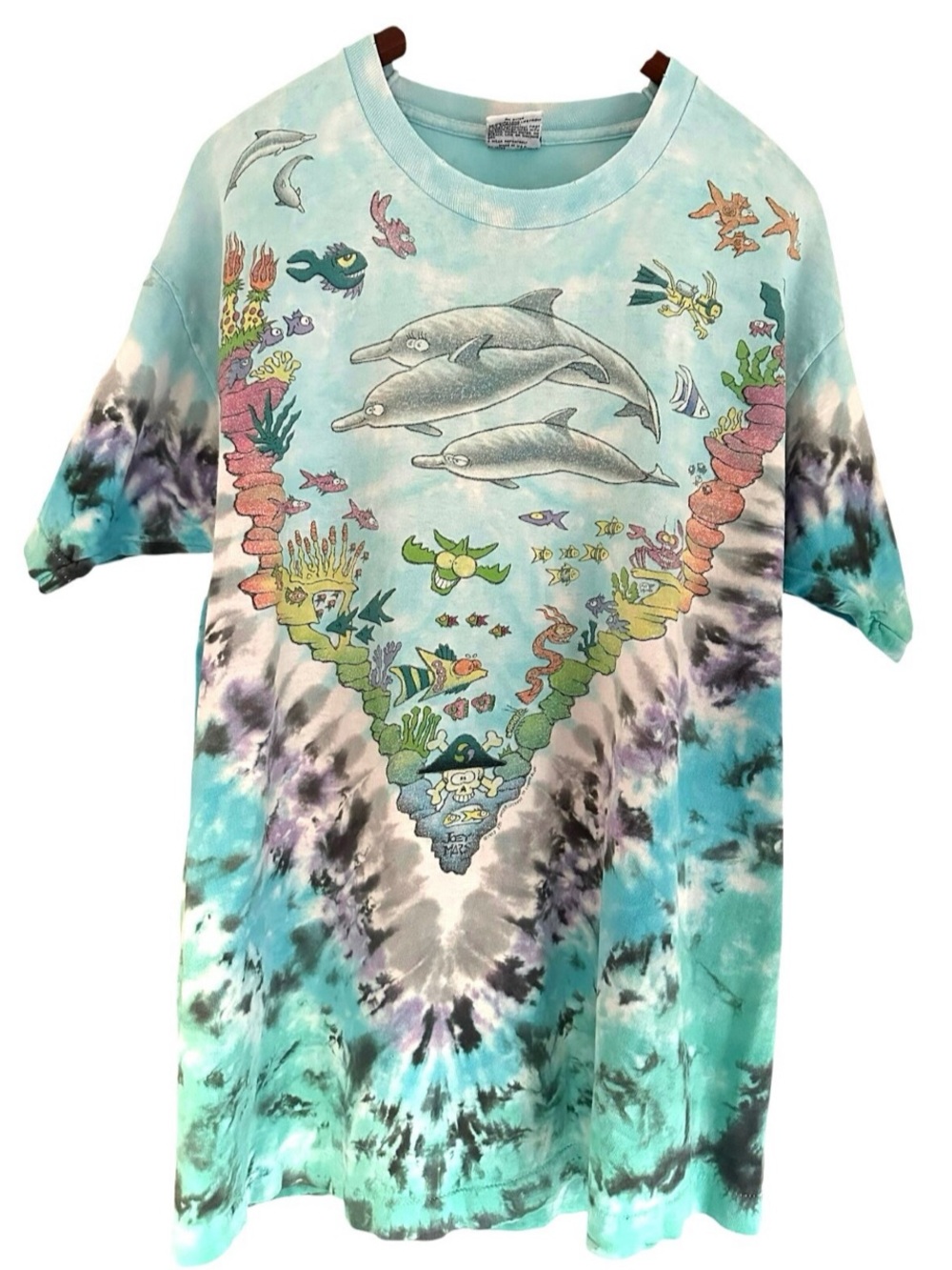 Vintage Rare Liquid Blue 90’s Joey Mars Under Water Graphic T-Shirt XL Tie Dye